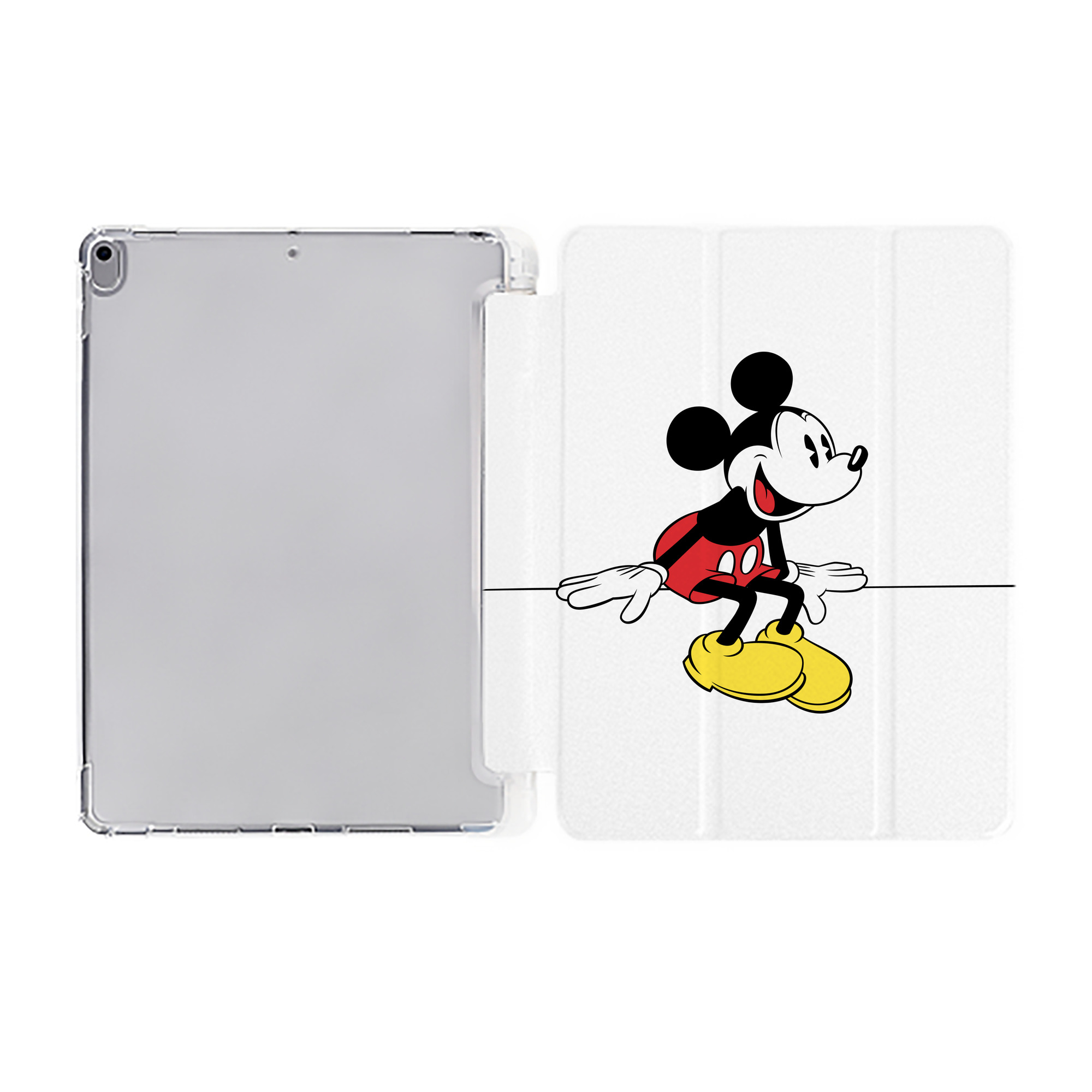 ミッキーマウス Mickey Mouse IPad ケース ペン収納付き 三つ折りスタンド PUレザー×シリコン 対応機種9.5/10.5/10.9インチ